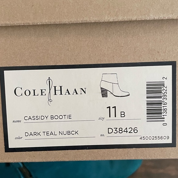 Like-New Cole Haan Suede Heeled Boots, Nike Air, Dark Teal (W 11) - Picture 6 of 11